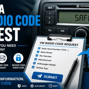 VW radio code request guide with Volkswagen radio serial number