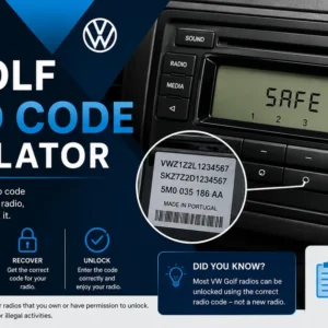 VW Golf radio code calculator for finding a Volkswagen Golf radio code