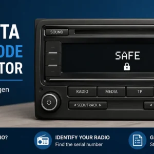 VW Jetta radio displaying SAFE for radio code identification