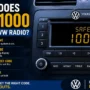 VW radio displaying SAFE 1000 during security code entry