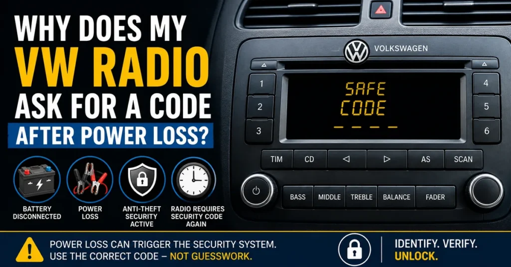 VW radio asking for a security code after power loss