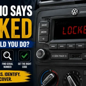 VW radio displaying LOCKED message during security lockout
