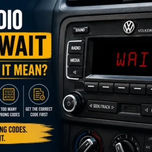 VW radio displaying WAIT message during security lockout